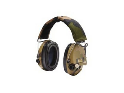 SORDIN Supreme Pro X Aktiver Kapsel-Gehörschutz mit LED Licht, Camo-Stoffband, Gelkissen & Camo-Kapseln